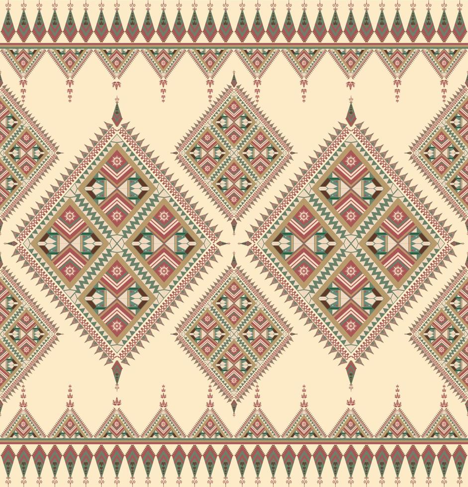 étnico gente geométrico sin costura modelo en Clásico marrón tono en vector ilustración diseño para tela, estera, alfombra, bufanda, envase papel, loseta y más