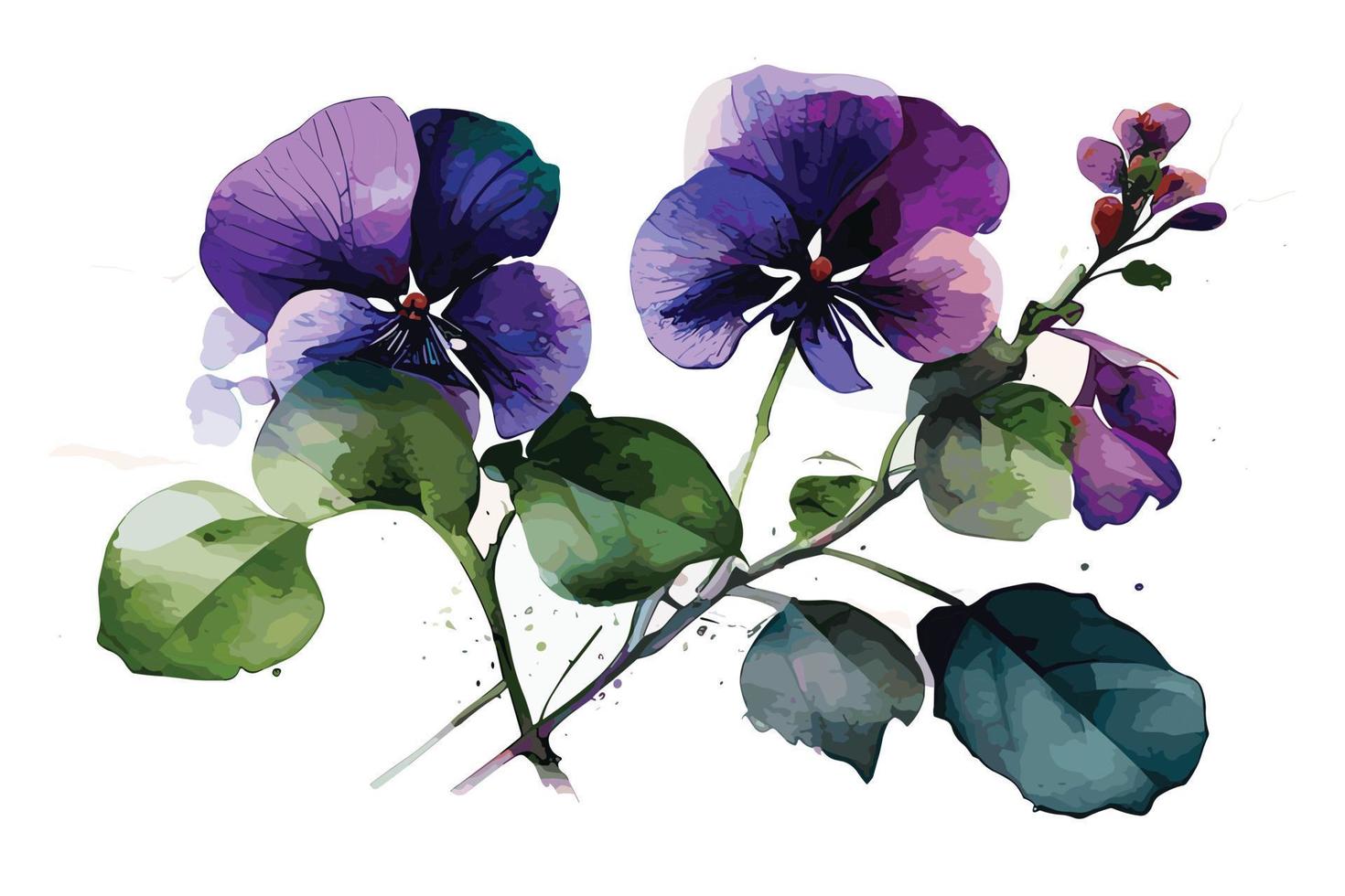 watercolor vibrant violets flower illustration for social media ads, posters, banners, and book covers design vector