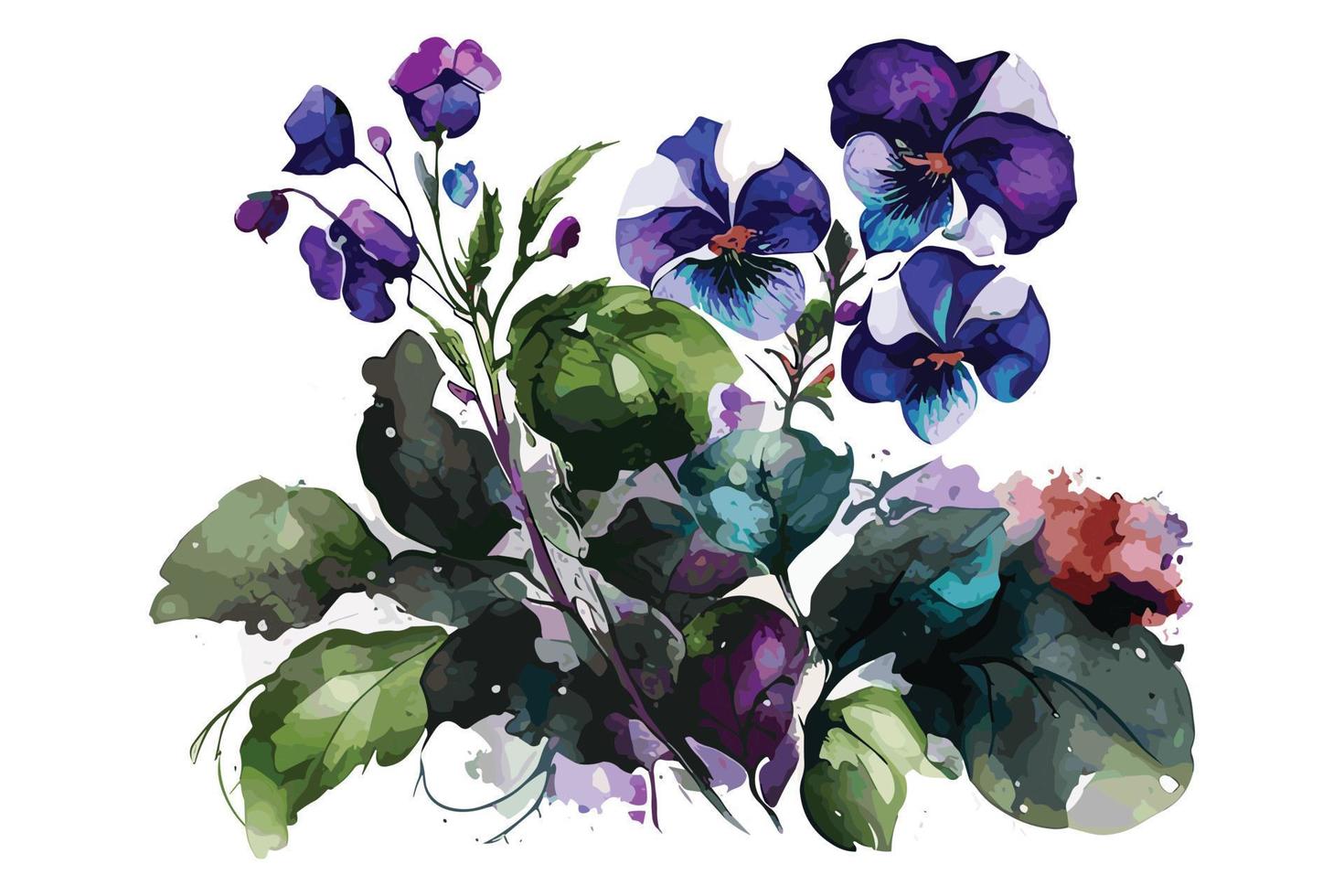 watercolor vibrant violets flower illustration for social media ads, posters, banners, and book covers design vector