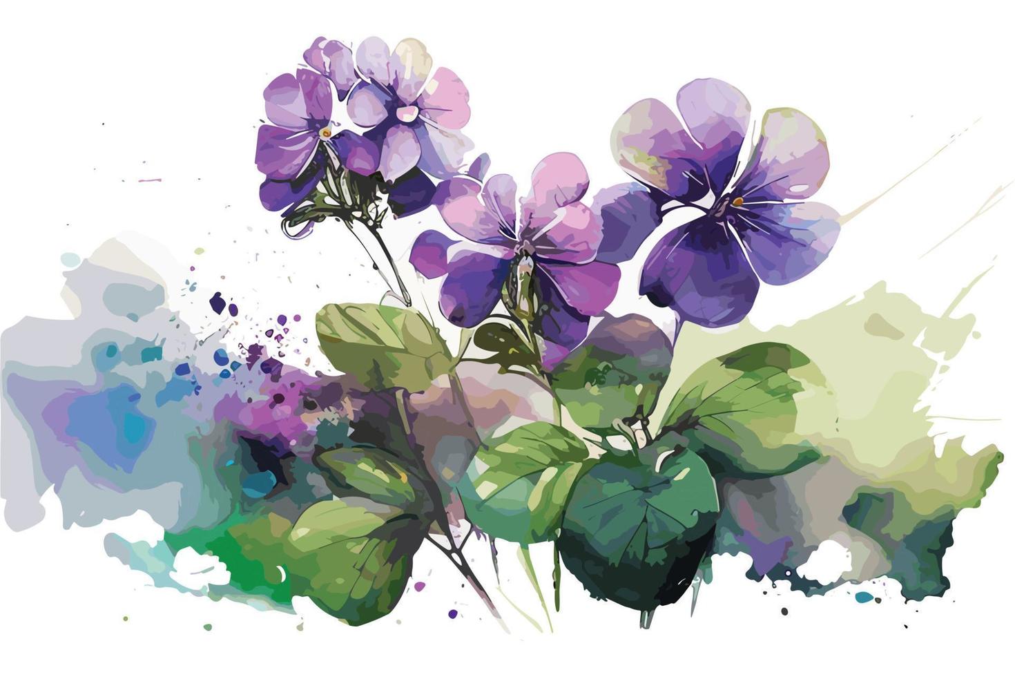 watercolor vibrant violets flower illustration for social media ads, posters, banners, and book covers design vector