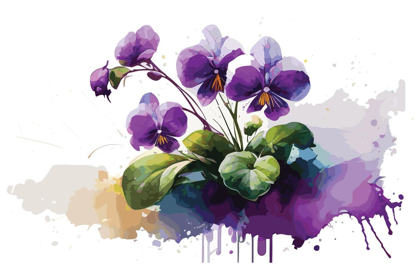 watercolor vibrant violets flower illustration for social media ads, posters, banners, and book covers design vector