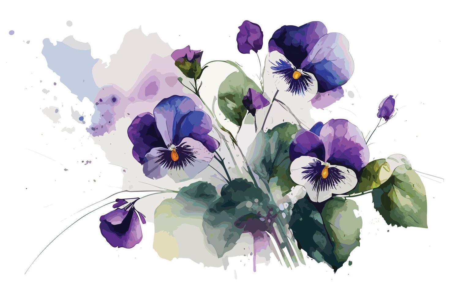 watercolor vibrant violets flower illustration for social media ads, posters, banners, and book covers design vector