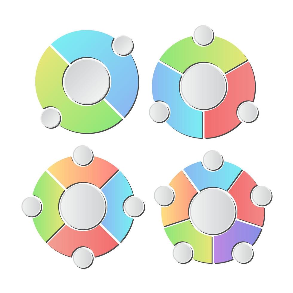 Set of circular info graphic diagram with different segment collection vector