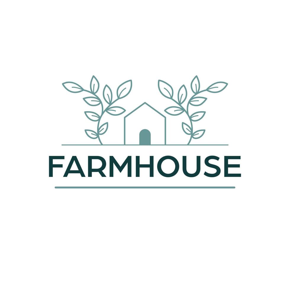 Farm house vector logo design. House and leaves abstract logo template. Gardeningand agriculture logo template.