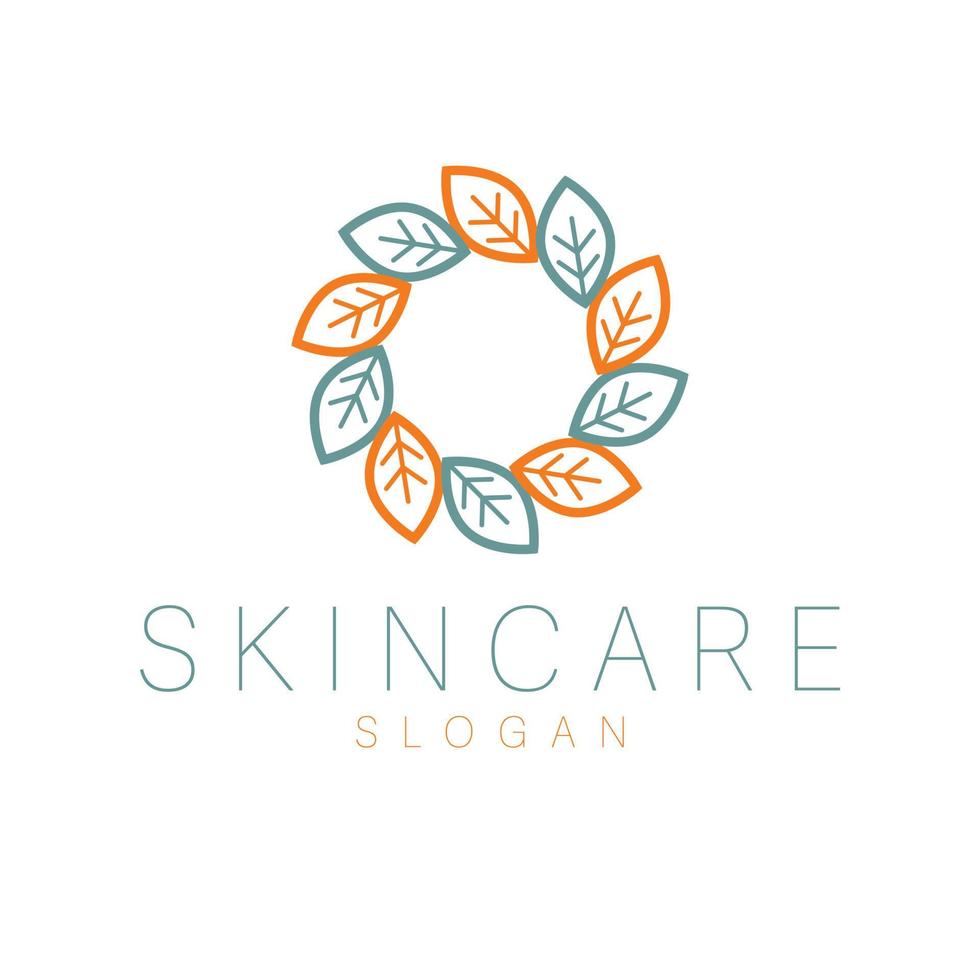 Leaves circle vector logo design. Modern floral logotype. Beauty logo template.