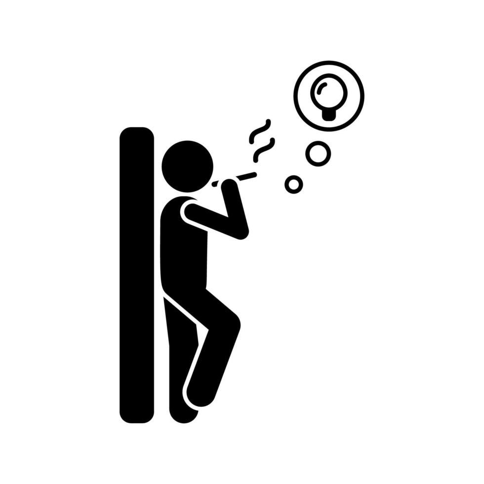 Smoking man have idea vector icon