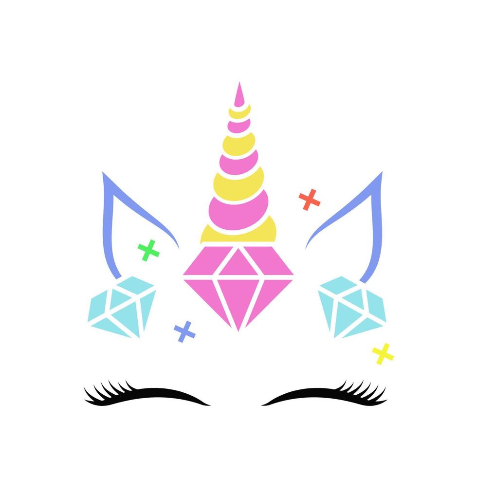 Cute unicorn face vector icon