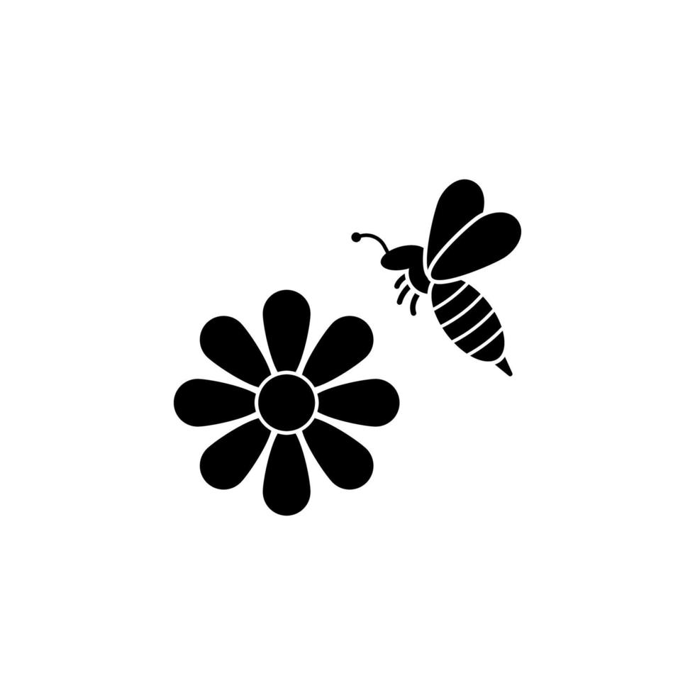 bee, flower vector icon