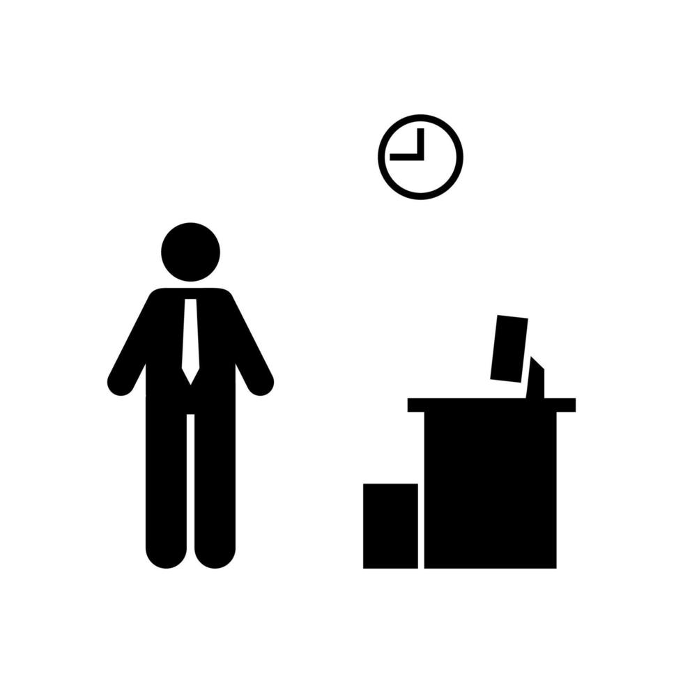 Pictogram of office, jobless, job vector icon