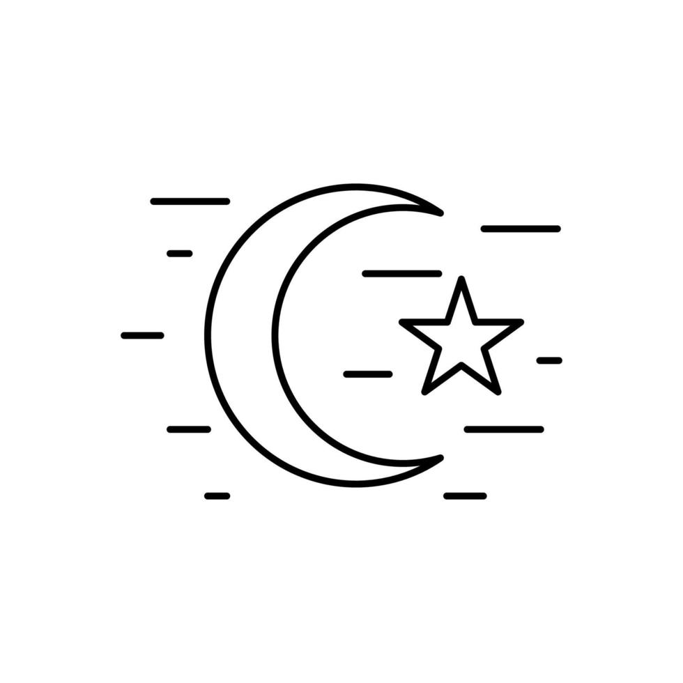 Star and crescent moon vector icon
