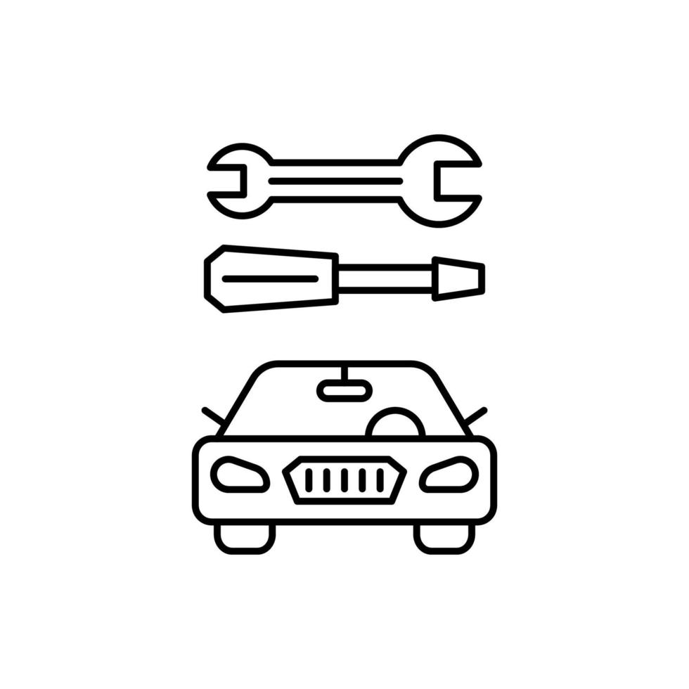 llave inglesa, herramientas, coche reparar vector icono