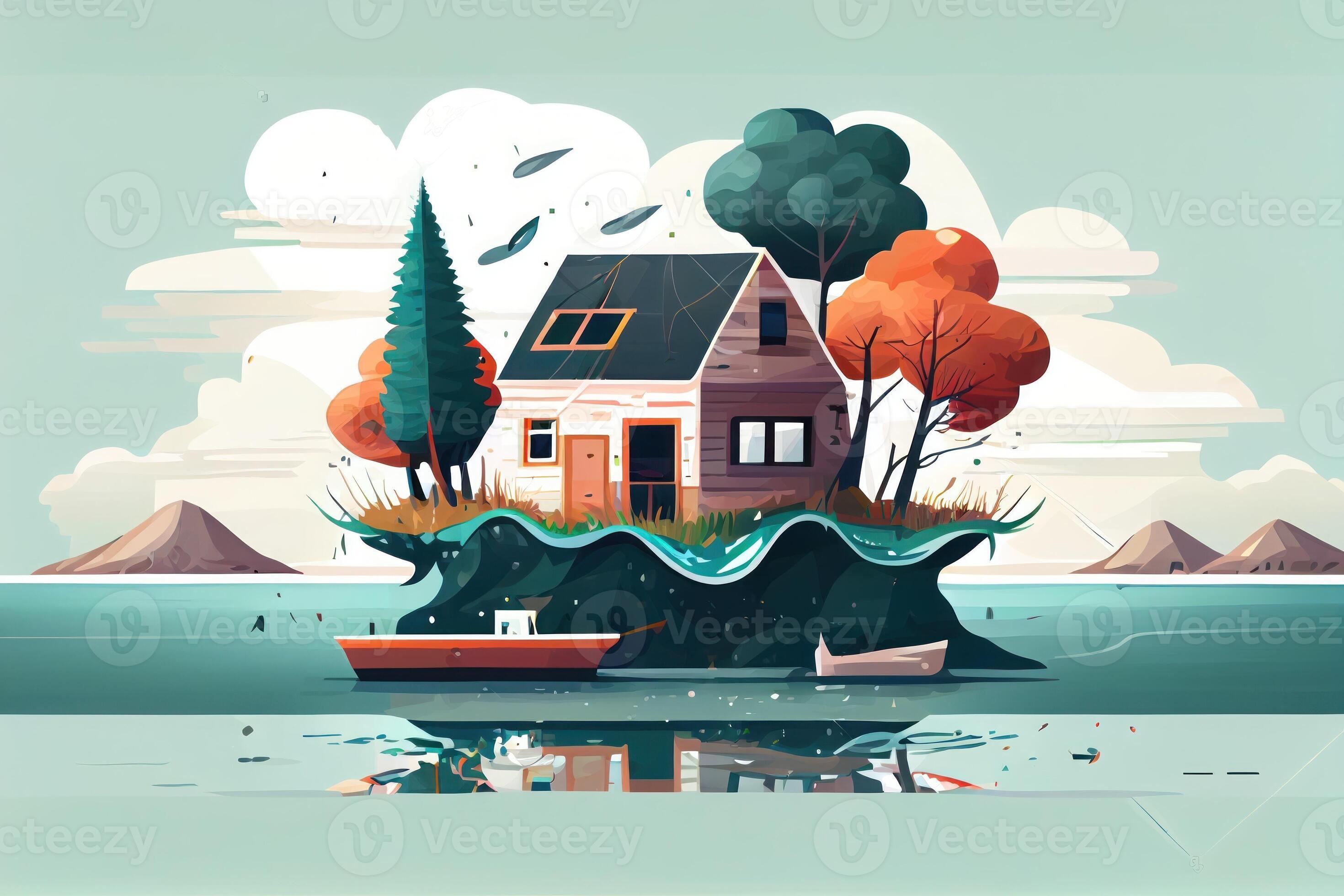floating house on lake made. 22577691 Stock Photo at Vecteezy