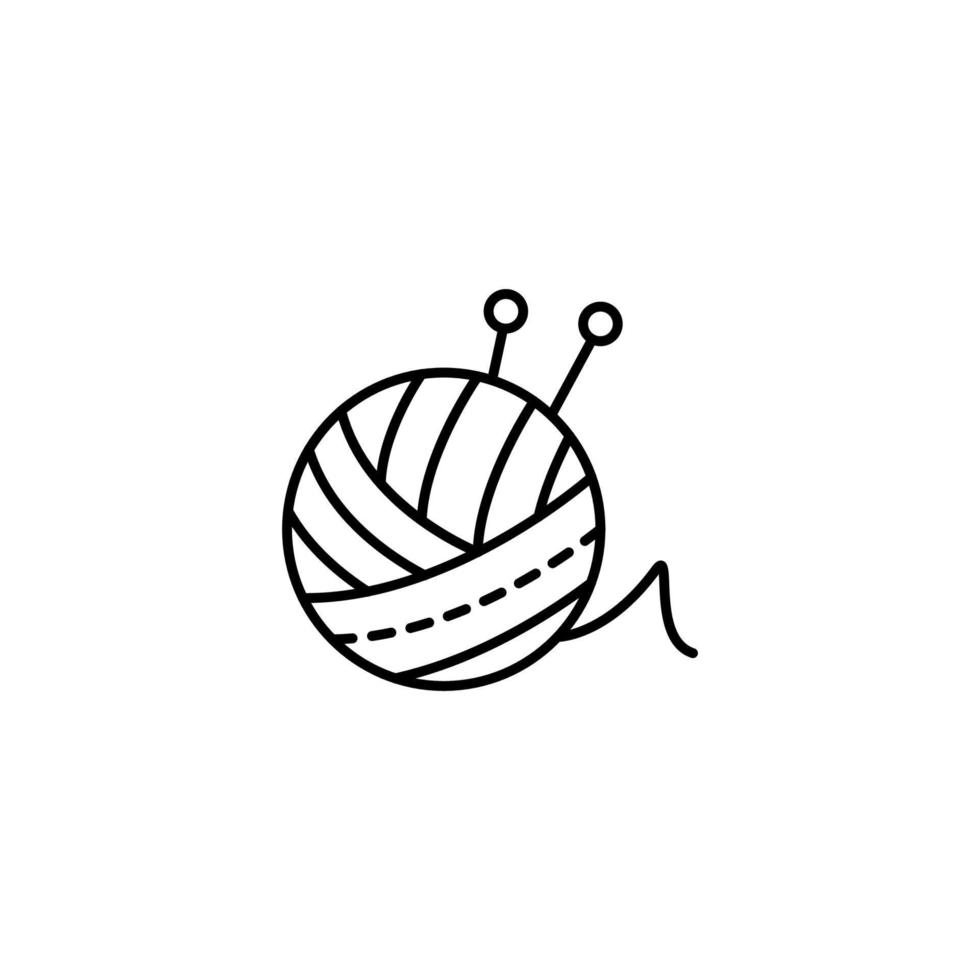 Yarn ball, knitting needle vector icon