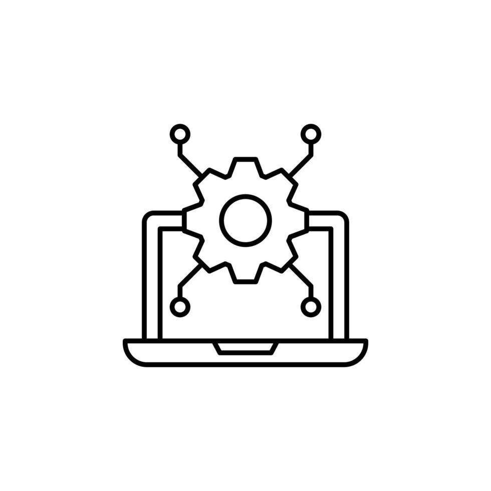 Laptop gear algorithm vector icon