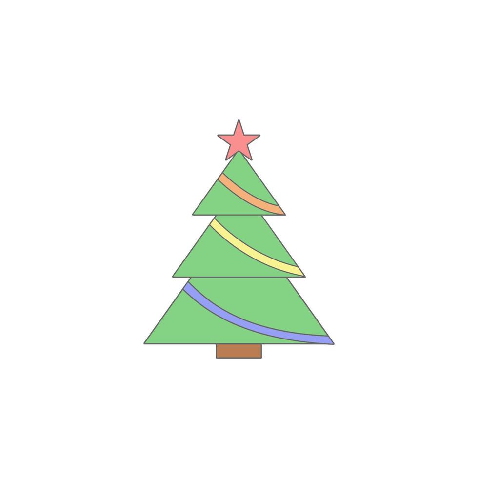 Navidad árbol de colores vector icono