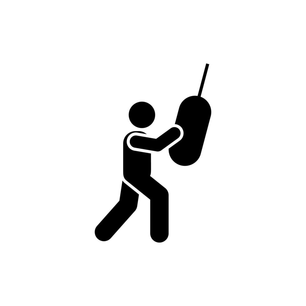 Kick boxing man fitness gym with arrow pictogram vector icon