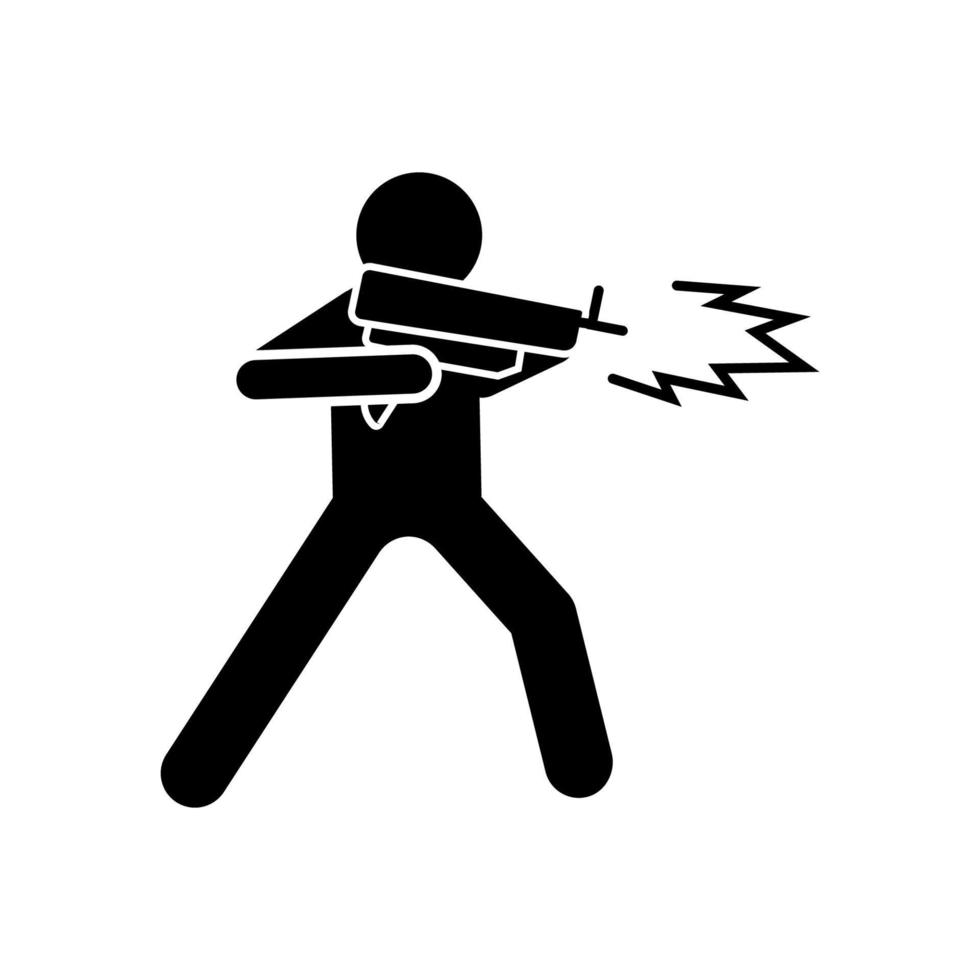 Gun man shoot vector icon