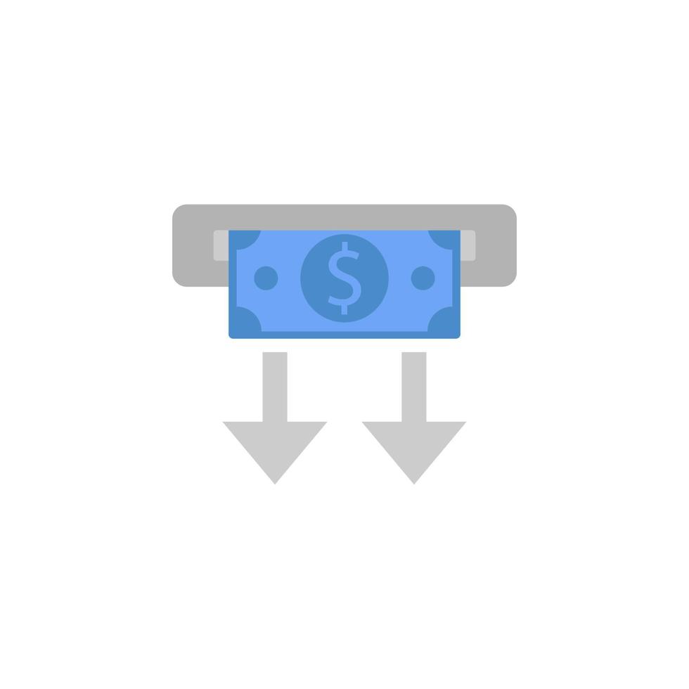 Cajero automático, efectivo afuera, retirar, dinero, bancario dos color azul y gris vector icono