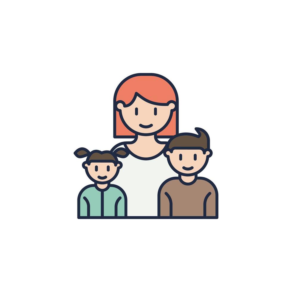 mother with children cartoon vector icon