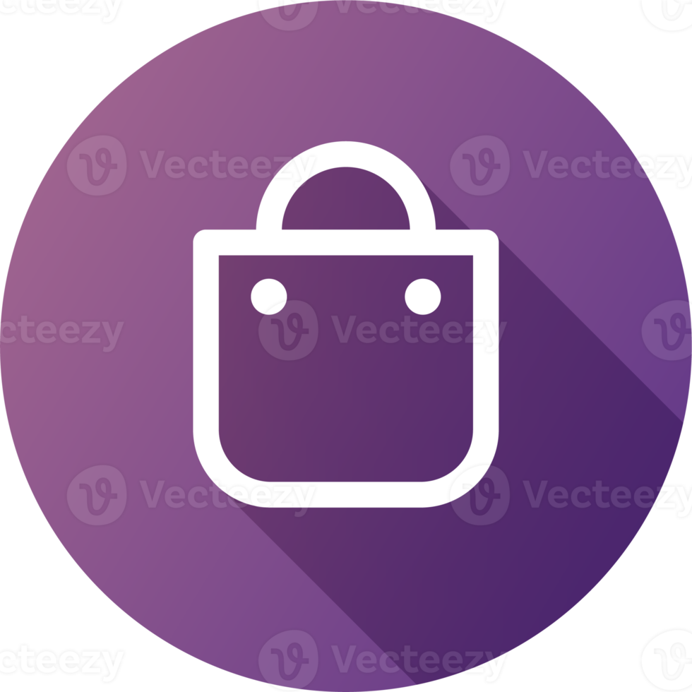 Shoping bag icon in flat design style. Shop bag sign for web or commerce apps interface. png
