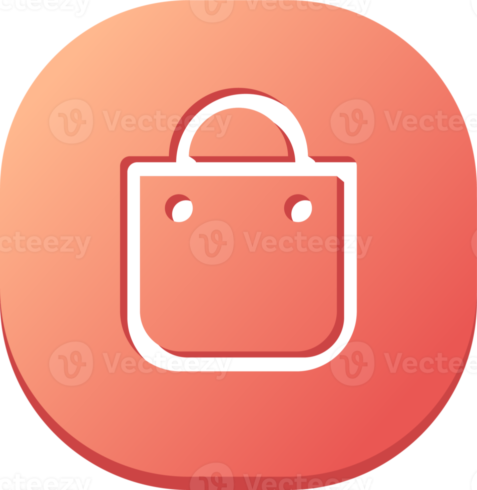 Shoping bag icon in flat design style. Shop bag sign for web or commerce apps interface. png