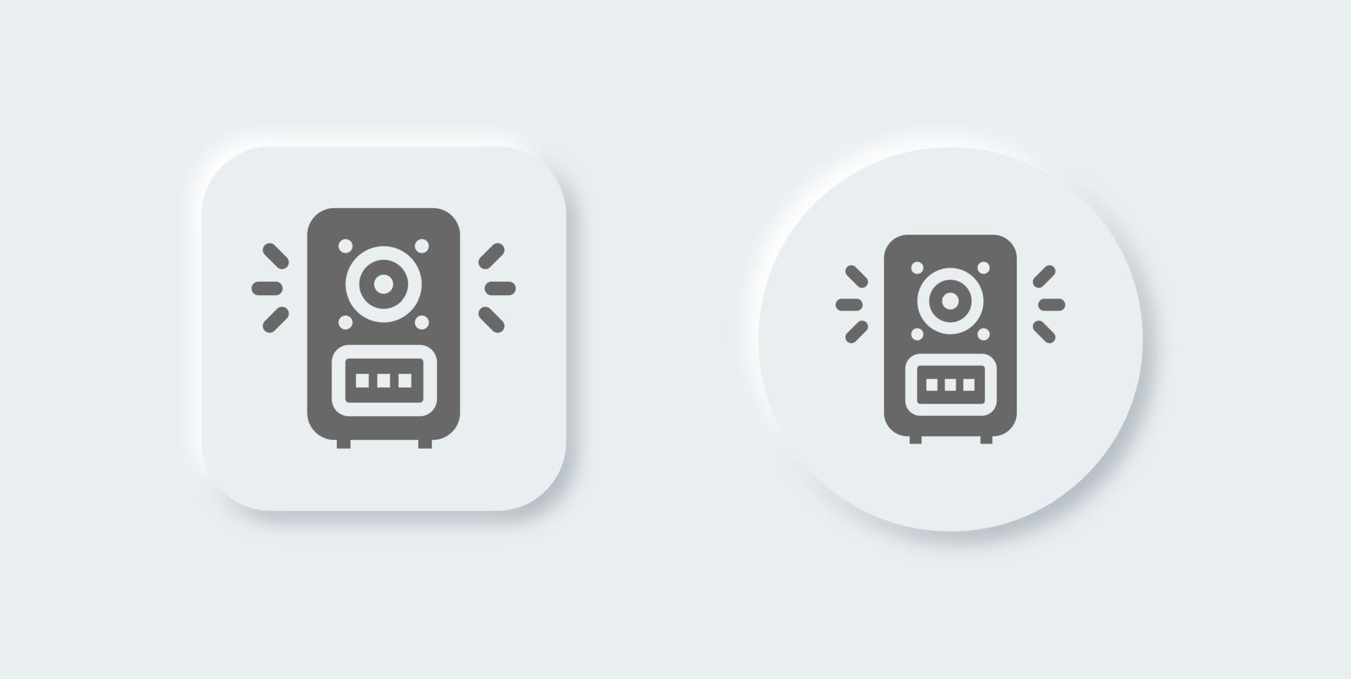 Speaker solid icon in neomorphic design style. Audio signs vector illustration