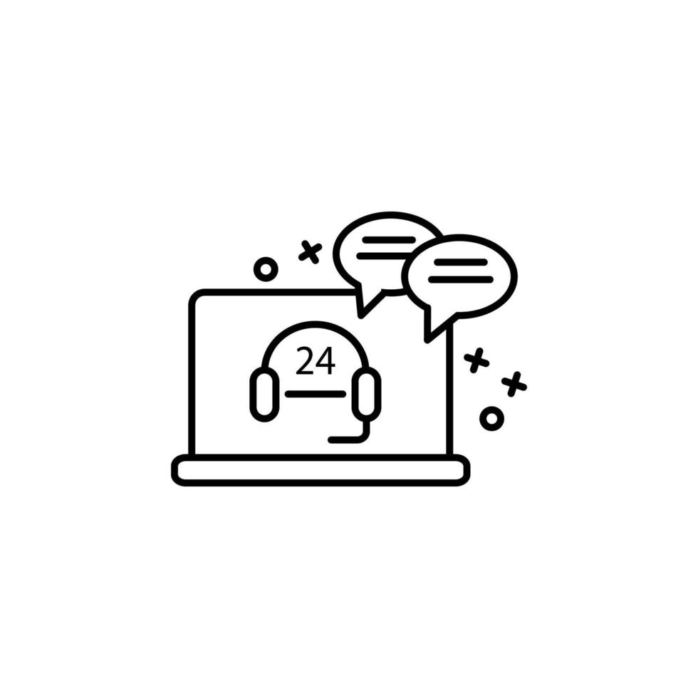 Laptop, chat, headphone vector icon