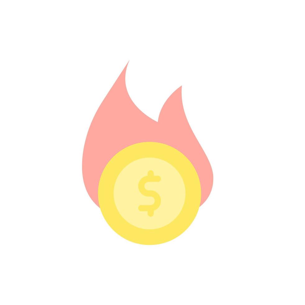 moneda dólar fuego vector icono
