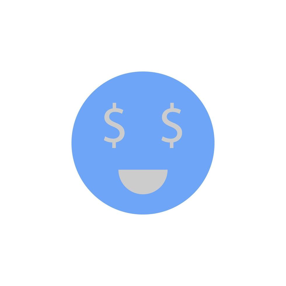 Eyes, dollar, face, money, smiley two color blue and gray vector icon