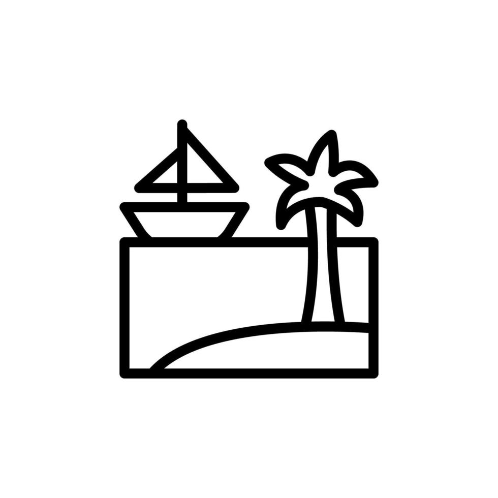 Rock, ocean, island vector icon