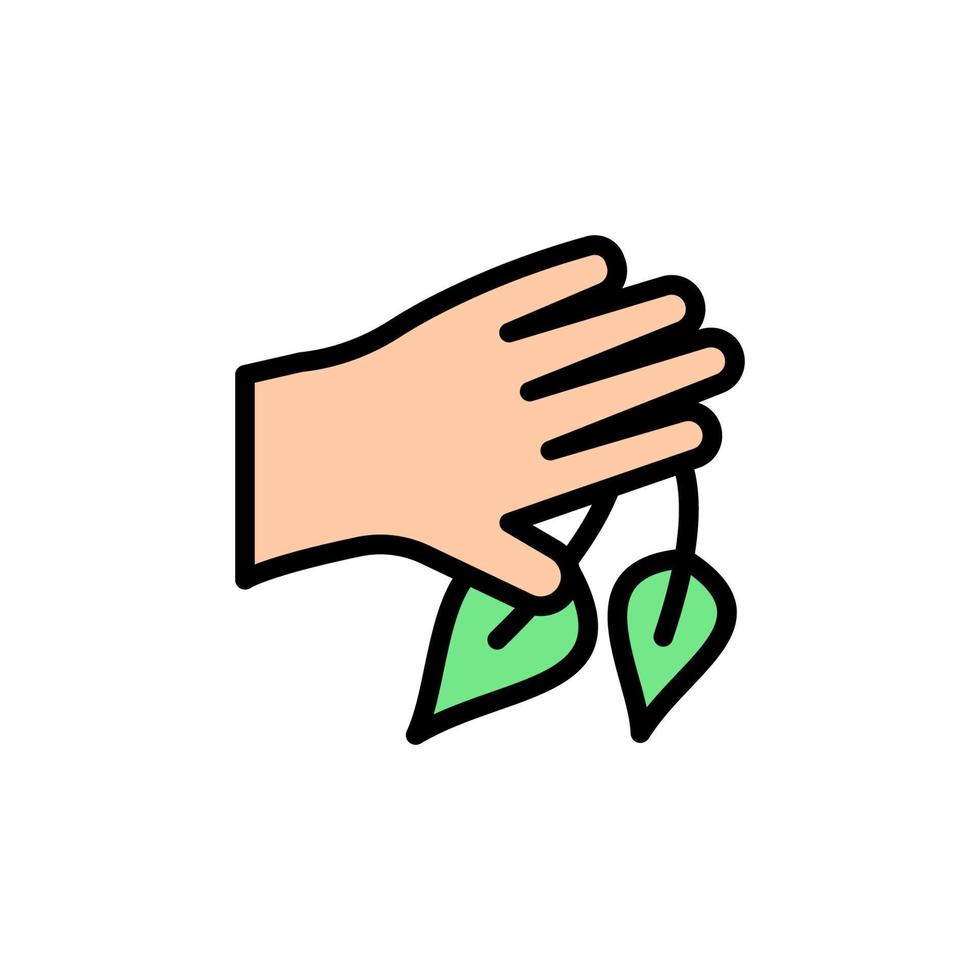 Hand herb leaf vector icon