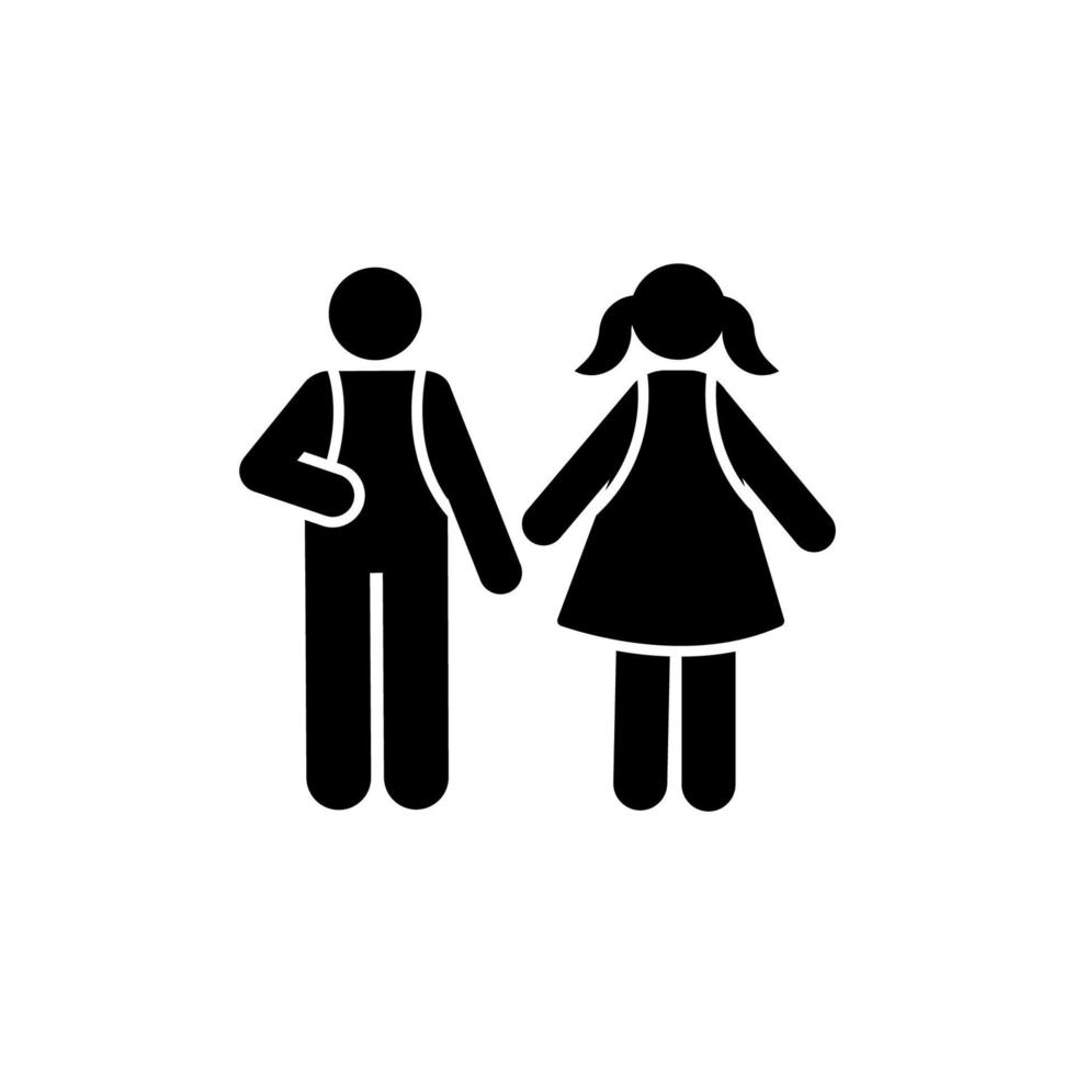 Boy girl walk school pictogram vector icon