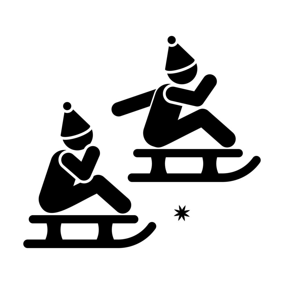 Children are sledding vector icon