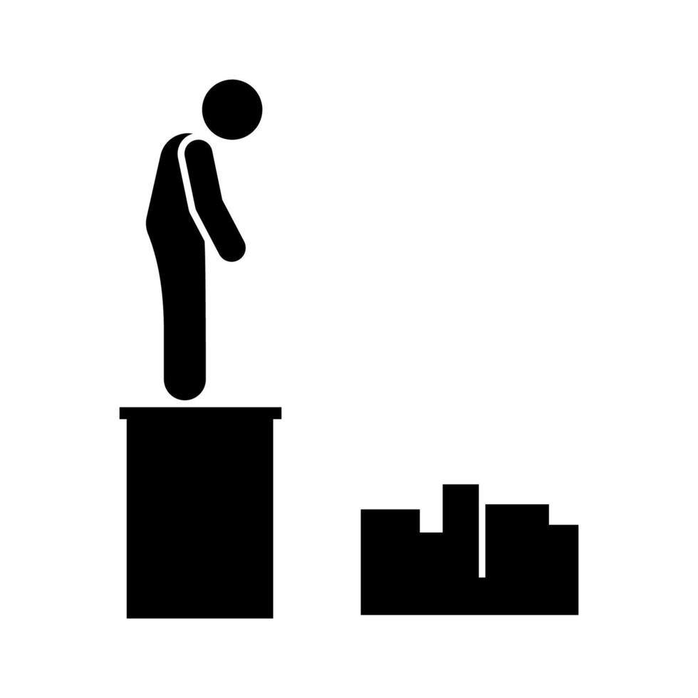 hombre edificio suicidio vector icono