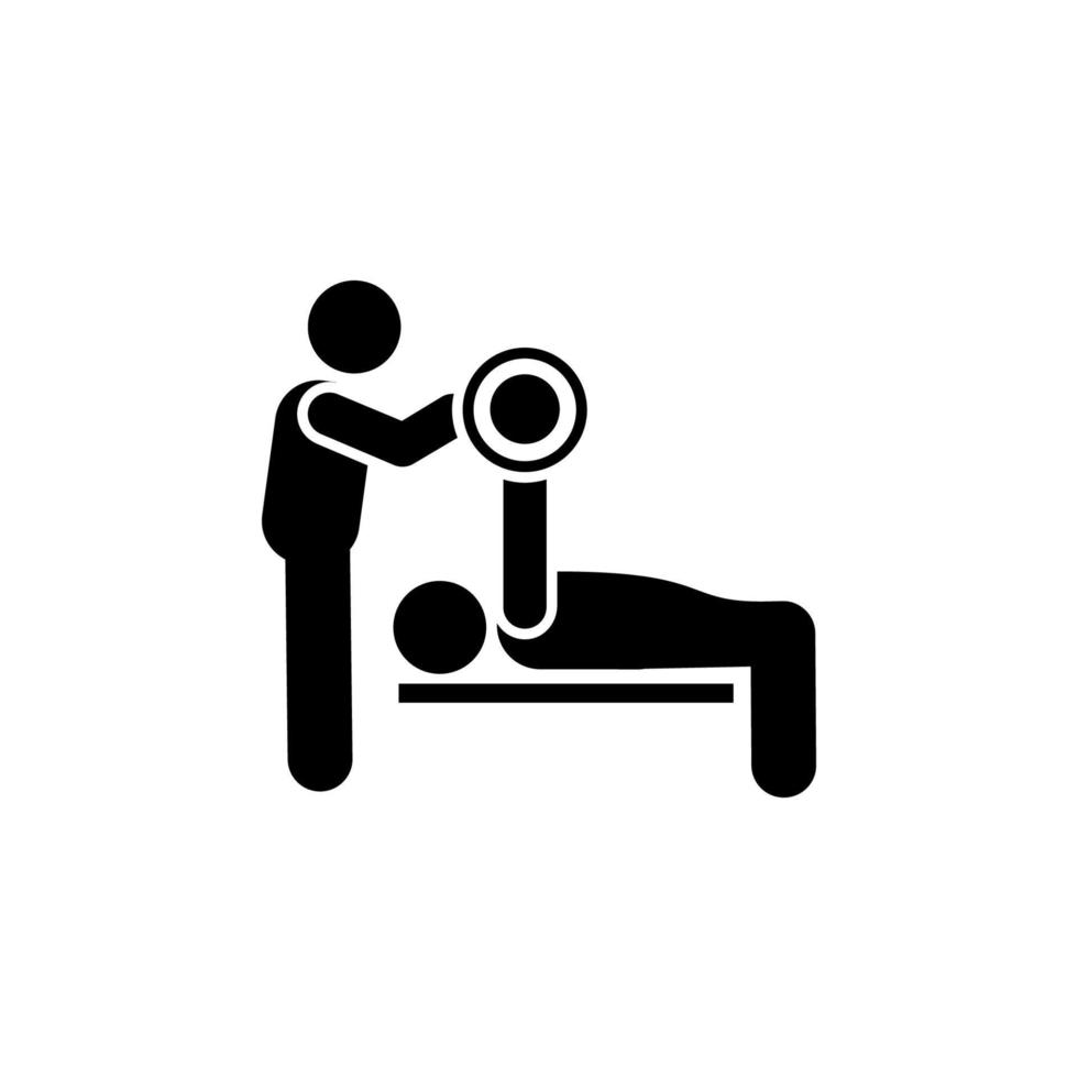 levantamiento de pesas gimnasio músculo dos hombre con flecha pictograma vector icono