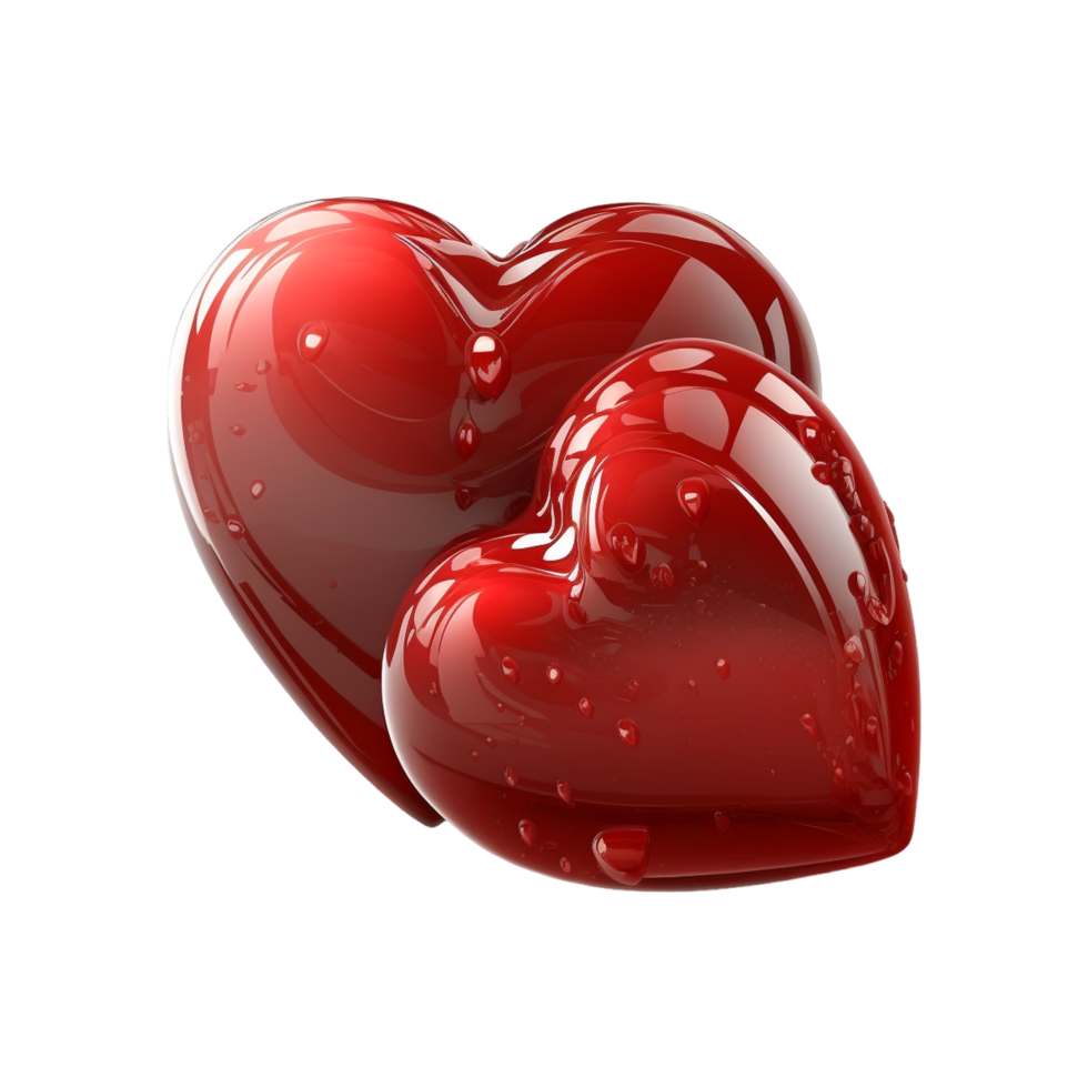 Valentines Day 3d Hearts with transparent backgroound, png