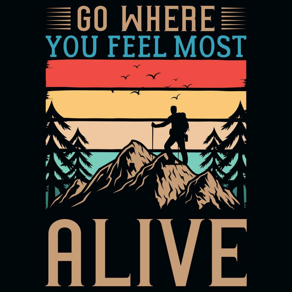 Hiking graphics tshirt design vector