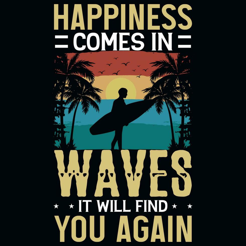 Summer surfing graphics tshirt design vector