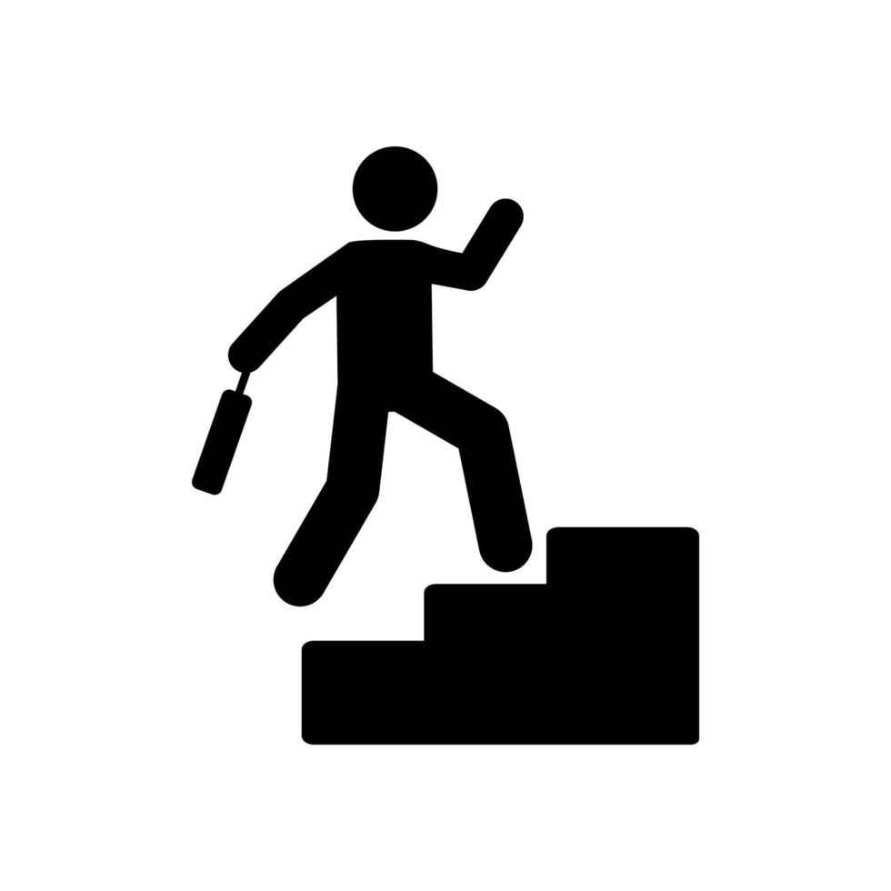 Businessman running stairs vector icon