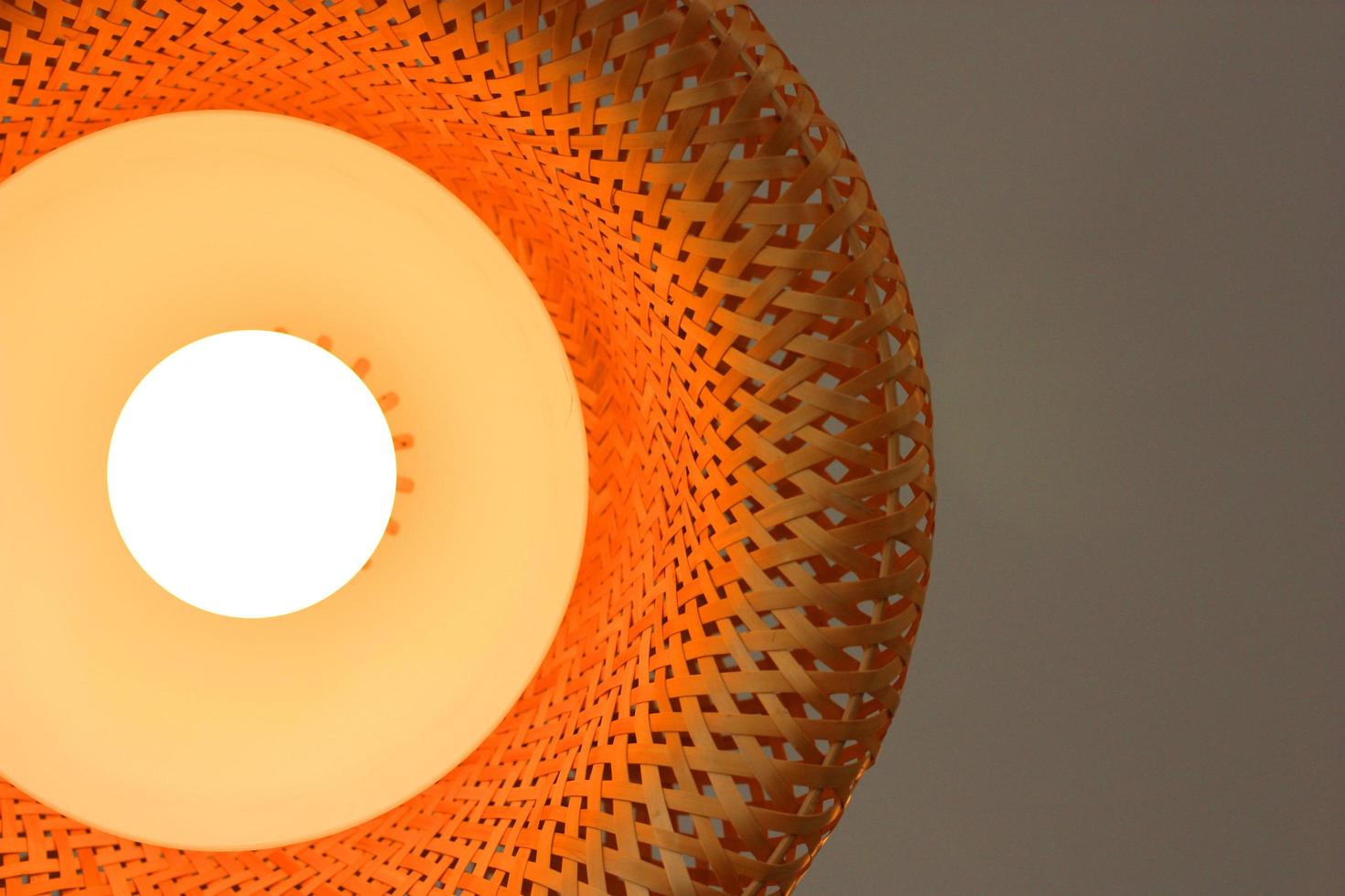 Rattan lamp hanging on ceiling.Interior and lighting design photo