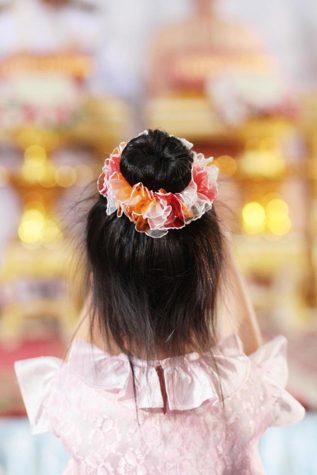 Asian child girl in traditional thai costume photo