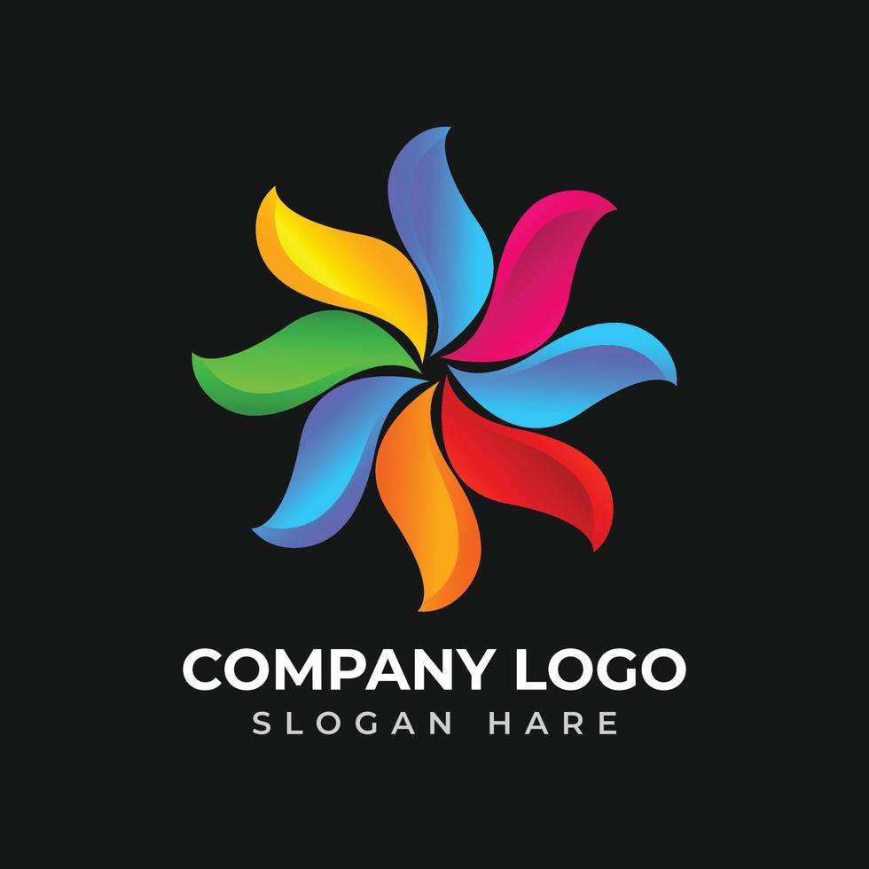 Abstract colorful flower company logo design vector. vector