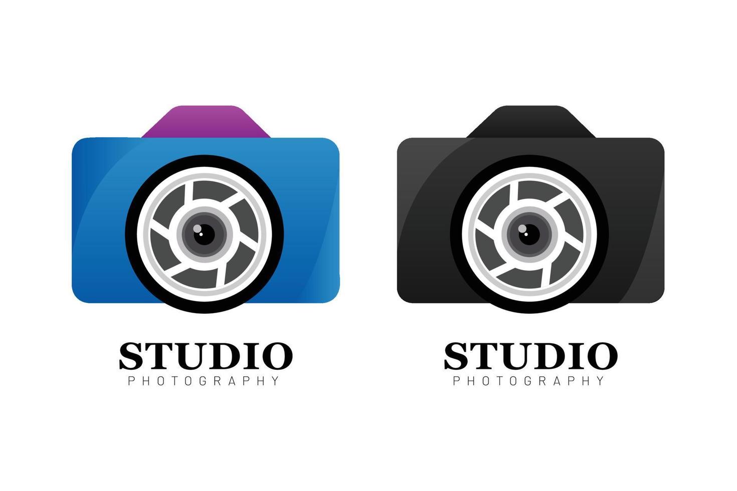 Studio photography camera logo vector illustration design.