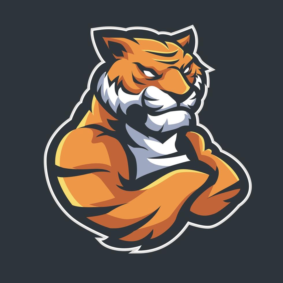 Tiger mascot sport logo design. Tiger animal mascot head vector illustration logo