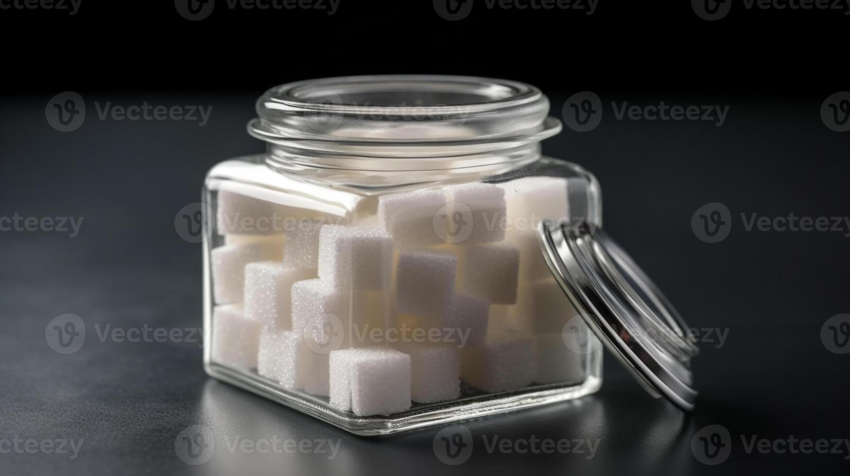 blanco azúcar cubo en un vaso tarro estudio producto Disparo fotografía presentación. foto