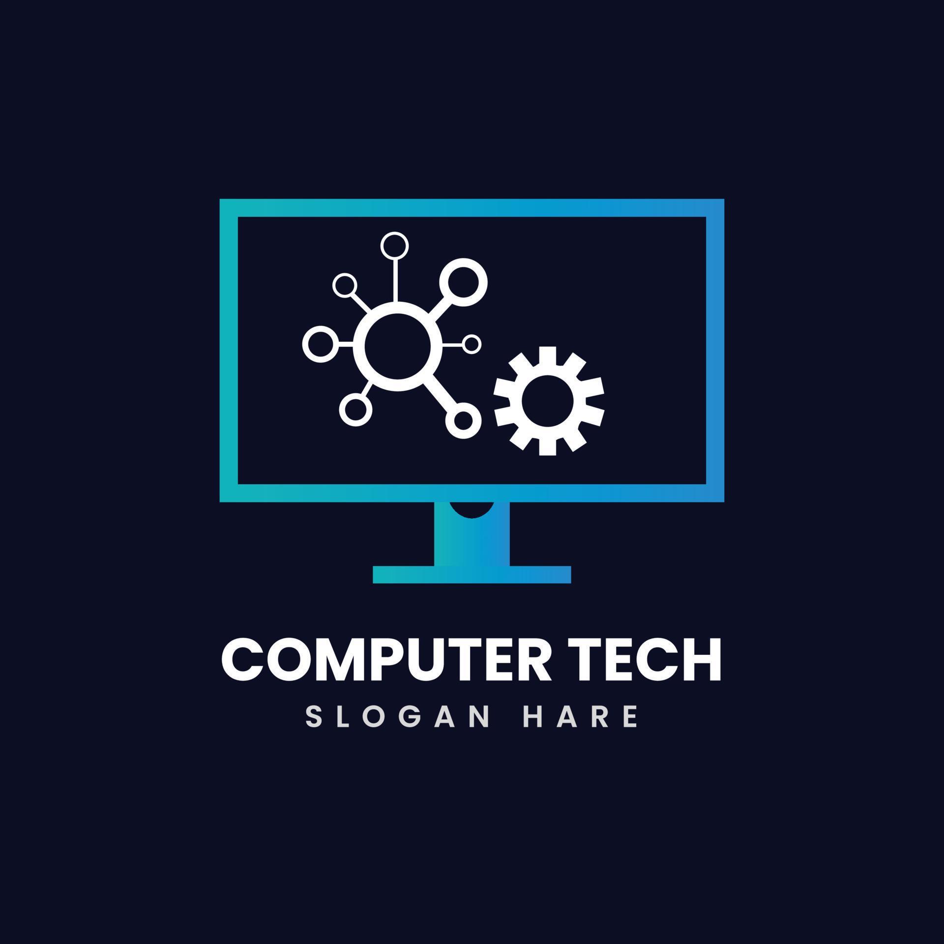Computer tech colorful logo vector design template. 22580020 Vector Art