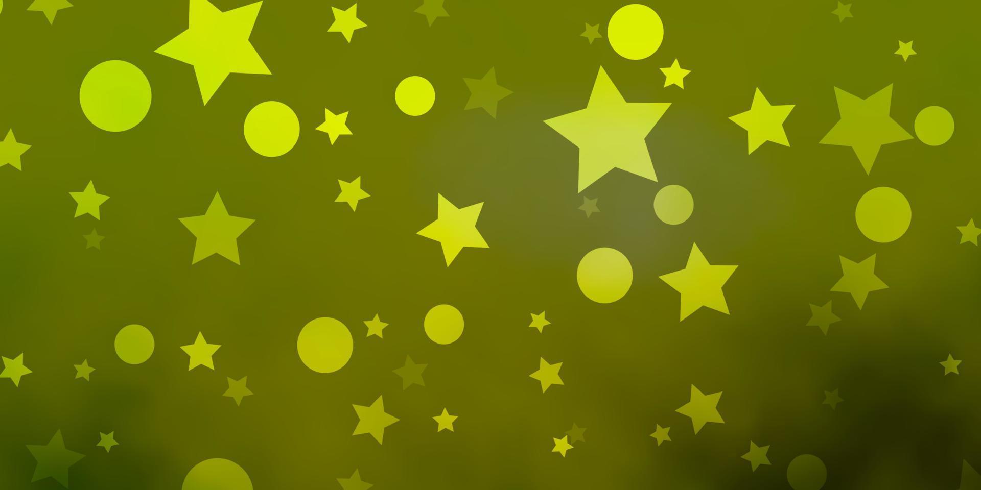 Fondo de vector verde claro, amarillo con círculos, estrellas.