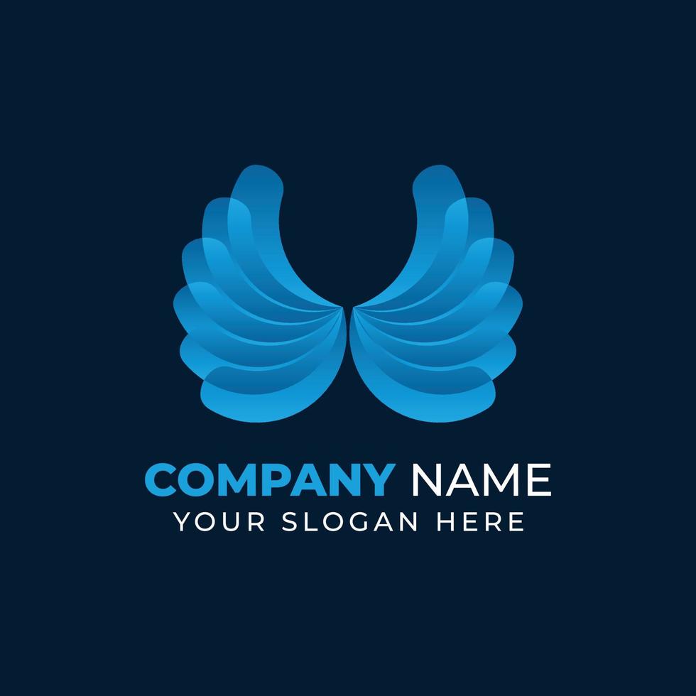 Colored wings logo in flat vector design