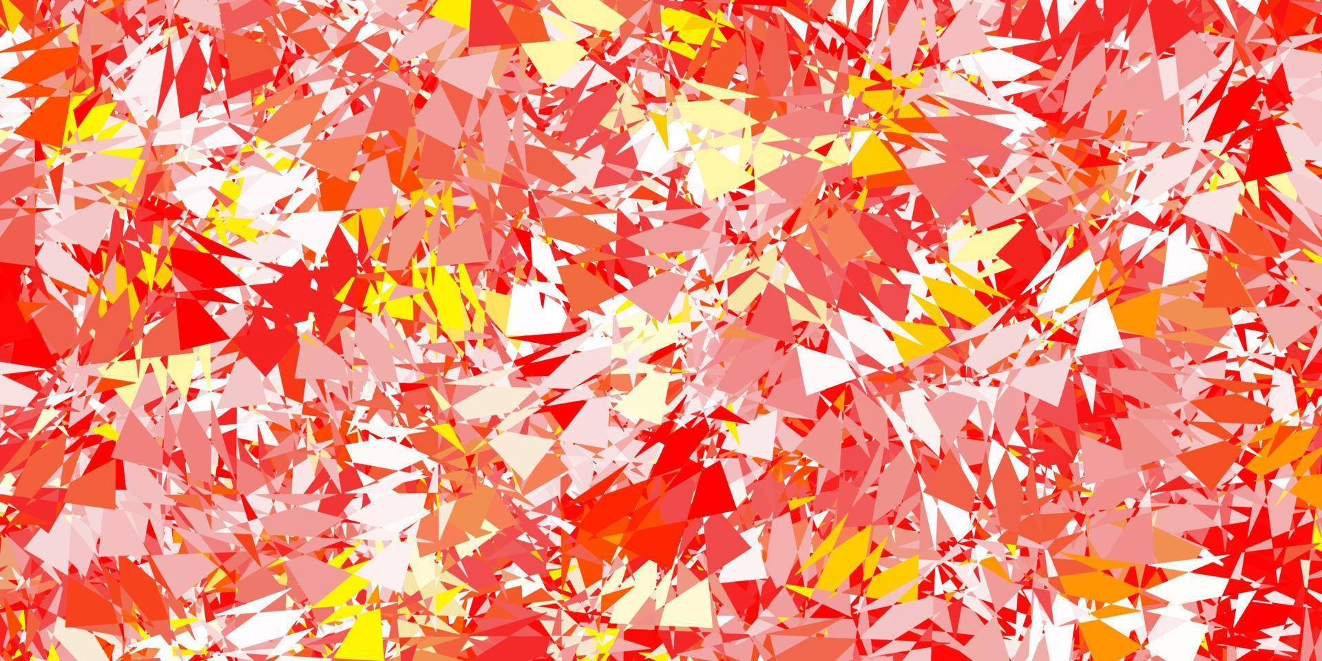 plantilla de vector rojo, amarillo claro con formas triangulares.