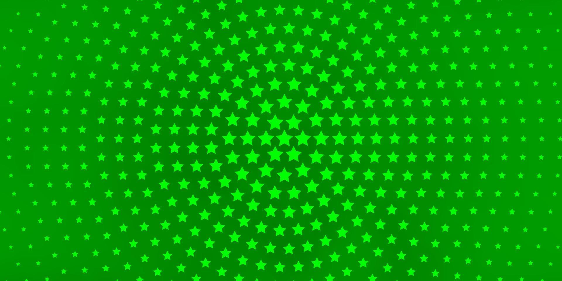 Fondo de vector verde claro con estrellas pequeñas y grandes.